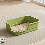 Semi Enclosed Cat Litter Trays with High Sides Large Open Top,Adult Cats Kitten Pan Rabbit Loo Deep Toilet Lowered Entry Step Easy Access Easy Clean Extra Large,Indoor Pet Potty (AA)