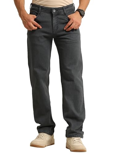 Image of Bushirt Men's Straight Fit Jeans for Men | 100% Cotton Non Stretch Denim Pant | Mid Rise Regular Fit Casual Wear Jeans | Classic 5 Pocket Button Closure | Durable Everyday Denim Jeans