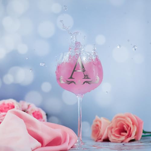 Personalized Monogram Gifts for Women - Customized Initial A-Z Wine Glass, Unique Christmas Birthday Gifts for Her, Mom, Wife, Sister, Daughter, Friend (Letter A) #3