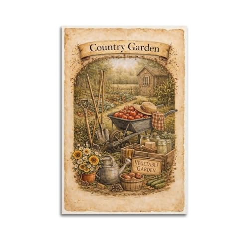 Poster de jardin de campagne vintage sur toile pour salon et chambre 60x90cm