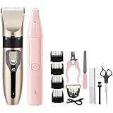 Tressify 13-Piece Pet Grooming Kit, Low Noise Pet Clippers, Replaceable Blade Head, Foot Hair Trimmer, 4 Limit Combs, Nail Grinder, Clipper, File, Comb, Shear, Brush, Oil, USB Cable