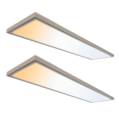 Image of UltraLux 1x4 Surface Mount Slim LED Panel Dimmable 3CCT Brushed Nickel 2Pk