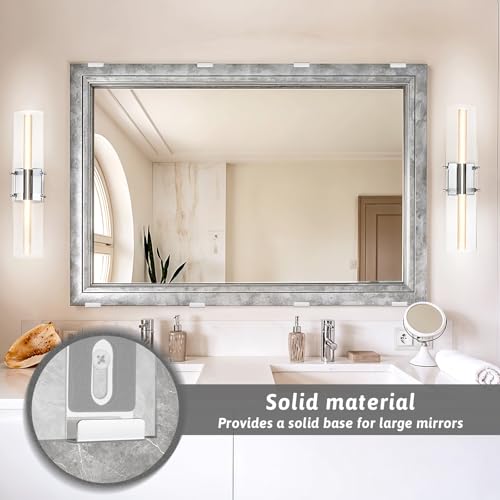 Image of Piriuuo 8 Pcs Metal Mirror Holder Kit, Mirror Holder Clips Stainless Steel Mirror Mounting Hardware Heavy Duty Mirror Mounting Clips with Screws for Mirrors and Billboard (Silver)