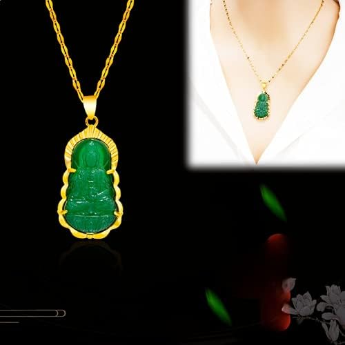 Kinsing Buddha Quan Yin Pendant Guan Yin Beaded Chain Necklace Jade