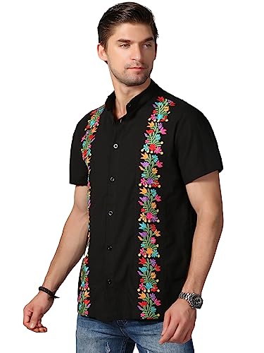 Mexican Shirts for Men Traditional Men's Guayabera Dress Shirts Mens Button Up Band Collar Dress Shirt Fiesta3
