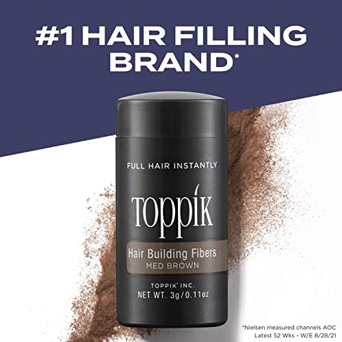 Toppik Hair Building Fibers, Medium Brown, 12G Fill In Fine Or Thinning Hair Instantly Thicker, Fuller Looking Hair 9 Shades For Men & Women #TOP1