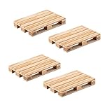  noTrash2003 4er Set Holz-Untersetzer für Tassen und kleine Töpfe - Cooles Euro-Paletten-Design