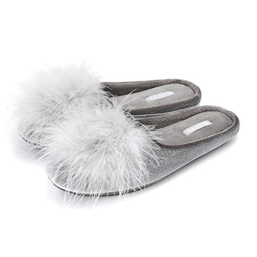 BCTEX COLL Women's Cozy Velvet Memory Foam House Slipper, Ladies Fuzzy Bedroom Slipper Non-slip Sole