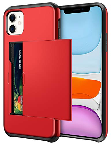 SAMONPOW Wallet Case for iPhone 11 Case with Card Holder Dual Layer Hybrid