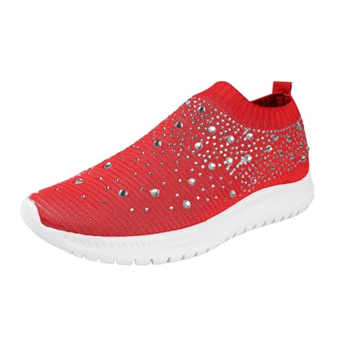Sandalias Mujer Rhinestone One Pie Estribo Set con Pie Tejido Ligero Fly Transpirable Zapatillas con Suela Suave Zapatos de Negociación Zapatos de Mujer Transpirables Zapatos Casual Espuma Fitness