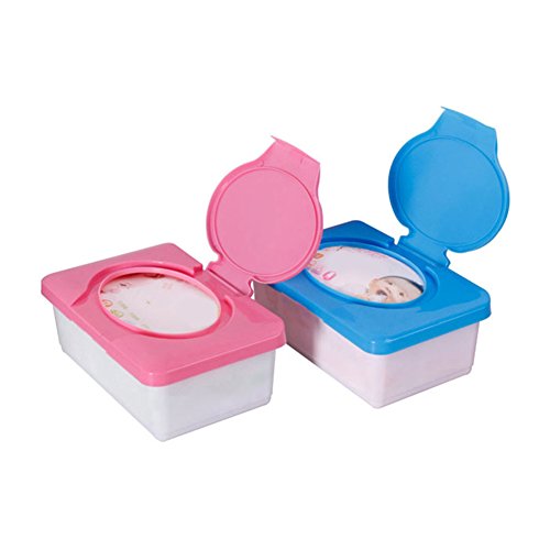 ohfruit 2 Cajas de pañitos húmedos para bebés, dispensador de toallitas húmedas, Caja de pañuelos húmedos con Tapa, para Escritorio, Dormitorio, Cocina, baño, Color Azul