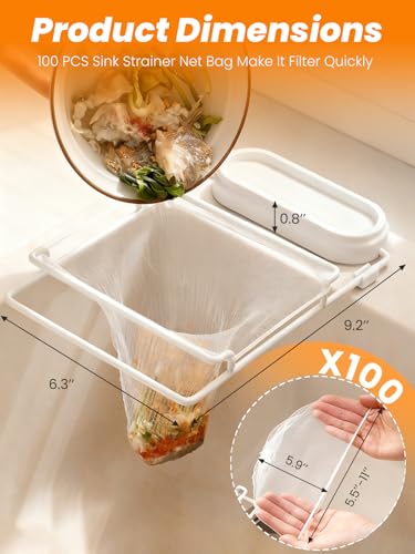 Colador plegable para fregadero con 100 bolsas de malla miniatura 3