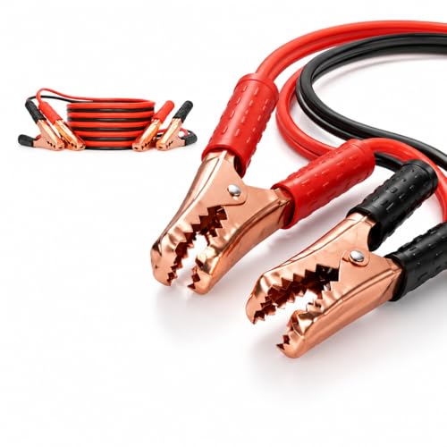Cabo de Bateria Chupeta Automotivo 10mm 800A 2,5 Metros com Garras em Aço Cobreado e Bolsa de Transporte Auxiliar de Partida para Carro Moto Caminhão