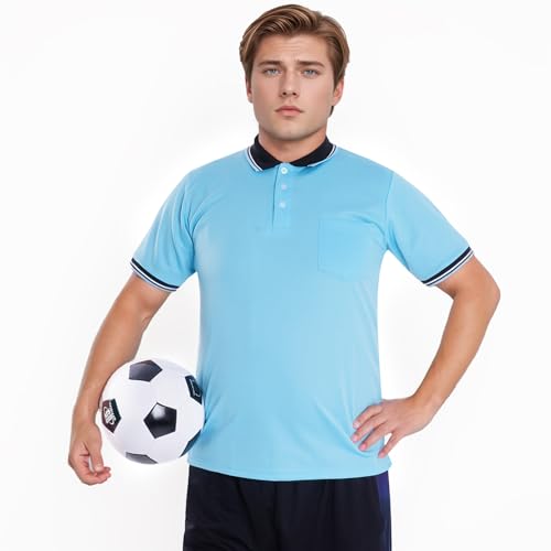 Dxhycc Men's Baseball and Softball Umpire Shirt Short Sleeve Polo Ref Shirt Umpire Jersey Uniform Blue - Thumbnail 5