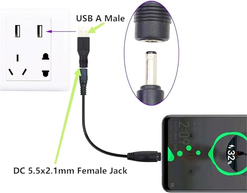 Adaptador USB a Conector DC 5.5x2.1mm Macho 2 Piezas miniatura 3