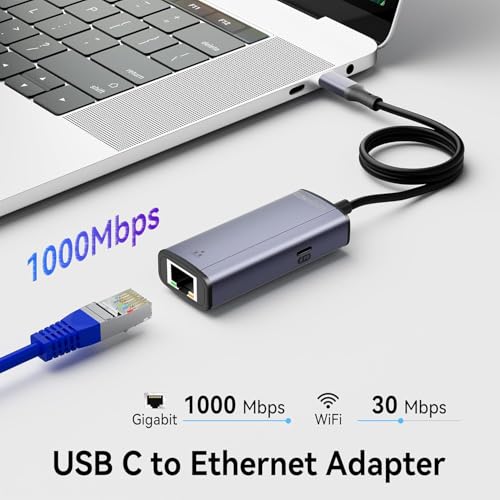 sunshot 2 in 1 USB C to Ethernet Adapter with 100W PD Charging, Type-C to RJ45 Gigabit LAN Adapter for MacBook Pro/Dell XPS/iPad Pro/Surface/Chromebook by sunshot - Image 4