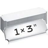 Therwen 30 Pcs Name Plates Laser Engraved Brushed Stainless Steel Plate Personalized Plaque Blank Custom Name Tag Frame Label with Adhesive Backing(Silver,1''x 3'',Notched Corner)