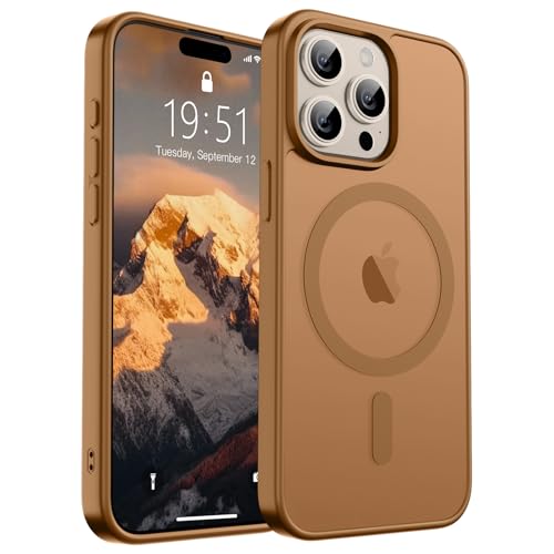 Image of SUPFINE Magnetic for iPhone 15 Pro Case (Compatible with MagSafe) (Military Grade Drop Protection) Translucent Matte Shockproof Phone Cover,Brown