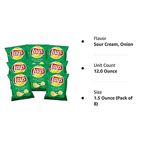 Lay's Sour Cream & Onion Flavored Potato Chips, 1.5 Ounce Bag (Pack Of 8) #TOP2