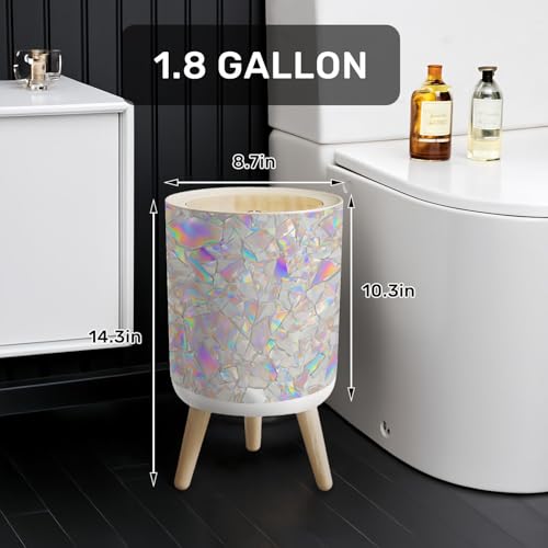 Caneca de basura pequeña redonda con tapa y patas 7L miniatura 2