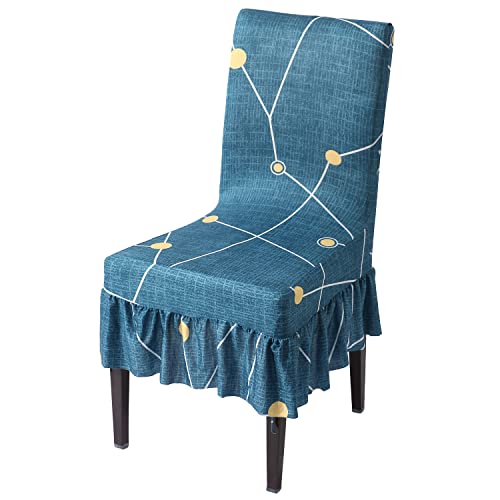 Image of HOKIPO Chair Slip Cover Set of 1 Stretchable Elastic Dining Seat Frill Cover (AR-4074-D9)