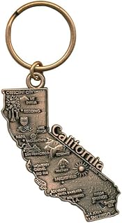 Generic California State Map Antique Copper Keychain - Keychain, Souvenir, Unisex-Adults, Brown