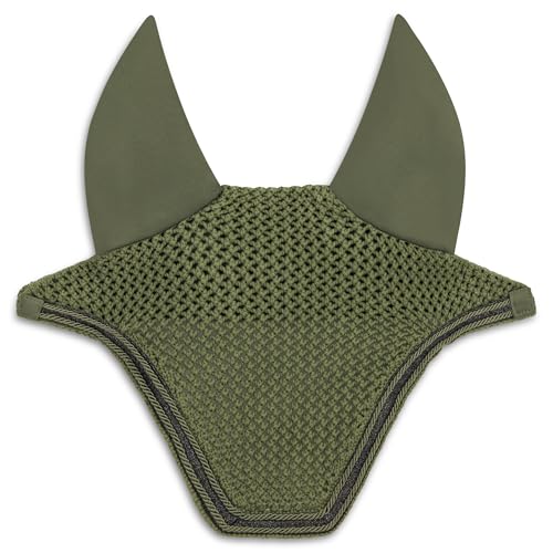 Equimour Dressur Schabracke Set Sage 3-teilig – Schabracke, Fliegenhaube & Fleece Bandagen – Atmungsaktiv & Elegant – Reitsport Turnier Set Warmblut/Full – Classic Sage