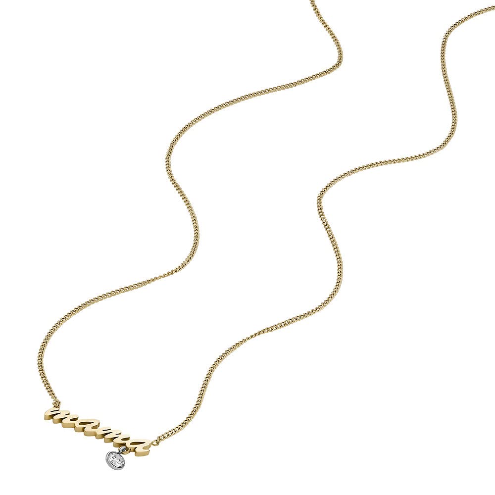 Fossil Halskette für Frauen Sadie Name Necklace Zweifarbige Edelstahlkette, Länge: 406mm+60mm, Breite: 19.5 mm, Höhe: 9mm, JF04431998