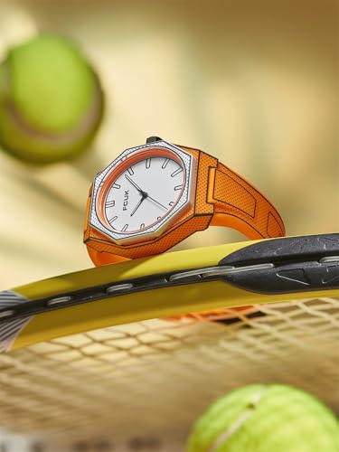 Image of FCUK Escarp Quartz| Analog Display | White Dial | Orange Silicone Strap | Watch for Men - FCMX09O
