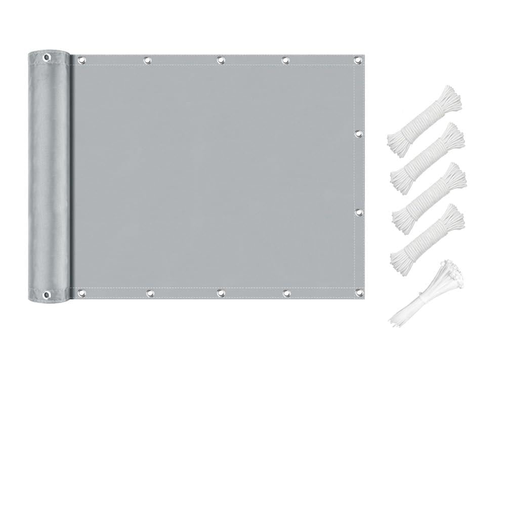 Sonnensegel für den Garten, Wasserdichtes Sonnensegel, 3.5x4M, UV-Schutz, mit 4 Seilen, Blickdicht, isolierend und kühlend für Terrasse, Partys, Pergola, Hellgrau