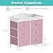 BOLUO Changing Table Dresser with 6 Fabric Drawers, Baby Dresser with Changing Table Top Diaper Changing Station with Storage for Nursery Modern Pink
