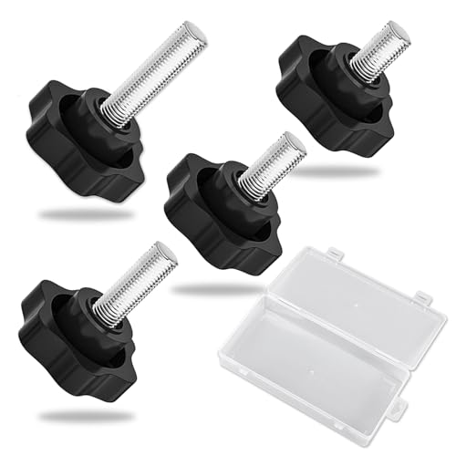 DERJDISF Viti M6-48 Pezzi Manopole, Viti a Testa Zigrinata e Vite a Stella in Quattro Misure, Ideali per Riparazioni Fai-da-Te, con Scatola per la Conservazione