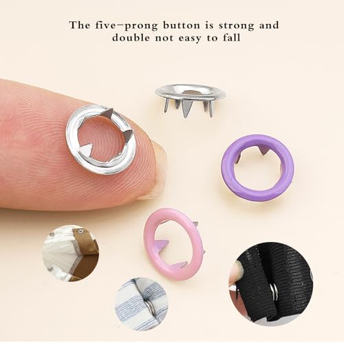 100 Sets Metal Snap Buttons Kit with Fastener Pliers Press Tool - 400 PCS 9.5mm Snap Fasteners for DIY Crafts, Clothing, Hats, Sewing, and Fabric Projects - Thumbnail 7