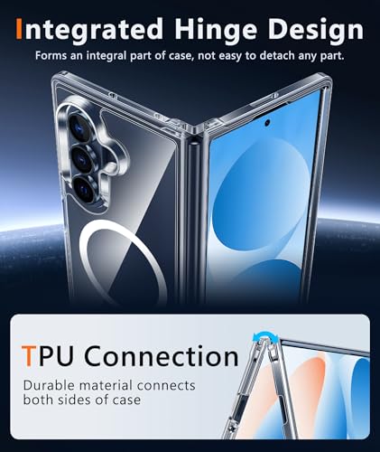 Image of FNTCASE for Samsung Galaxy Z-Fold-7 Case: Magnetic Clear Military Grade Drop Protection Anti Yellowing Cell Phone Cover - Rugged Shockproof Protective Bumper Transparent Phonecase