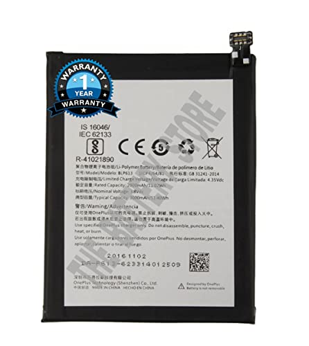 Image of THE BATTERY STORE Original BLP613 Battery for Oneplus 3 A3003, A3000, SM-A3000 Battery with 1 Year Warranty****(PP81)