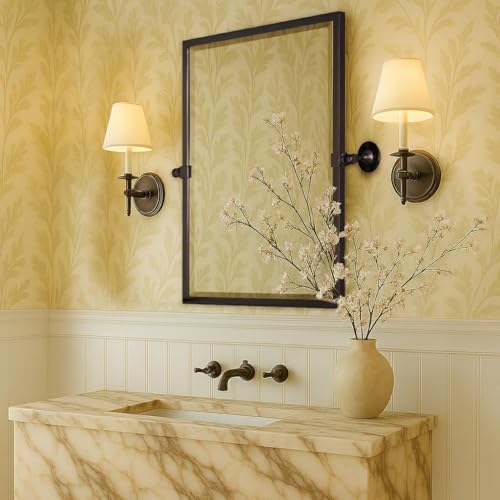 Image of TEHOME Pivot Mirror Oil Rubbed Bronze Tilt Rectangle Bathroom Mirror Tilting Metal Framed Beveled Vanity Mirrors, Overall 23.9 x 24 inches (Mirrror 20 x 24 inches)