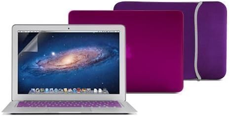 GMYLE Hard Case Frosted for MacBook Air 13.3 inch (Model: A1369 and A1466) - Deep Purple 4 in 1 Bundle - Matte Cover - Sleeve Bag - Silicon Keyboard Skin - Clear Screen Protector