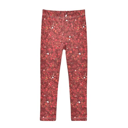 KLL Red Glitter Texture Toddler Baby Girl Athletic Leggings Stretch Full Length Leg Yoga Pants Running