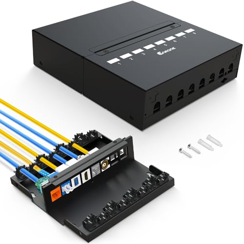Panneau de brassage Keystone 8 ports blindé pour boîtier Ethernet de bureau