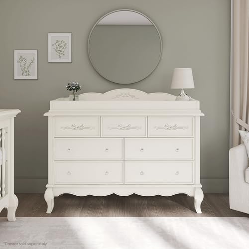 Image of Evolur Aurora Change Tray|Lasting Quality|Intricate Ribbon Bow Scrollwork, Ivory Lace