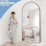 76"X34" Large Arched Floor Mirror Full Length with Stand, Black Hanging or Leaning Standing Full Length Mirror for Bedroom Living Room Gym, Tempered Glass Full Body Mirror, Aluminum Alloy Frame - Image 4