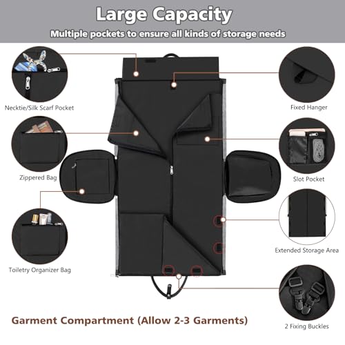 Convertible Garment Duffle Bags for Travel - Carry on Garment Bag for Men Women Large Travel Duffel Bag with Crossbody Bag 4pcs Set, 2 in 1 Hanging Suit Dress Clothes Travel Bag4