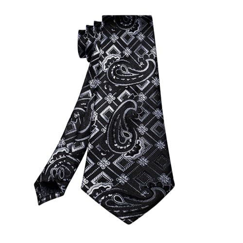Image of 5PCS Mens Premium Silk Tie, Pocket Square, Cufflinks, Drilled Tie Ring and Lapel Pin Set for Wedding Groom Party