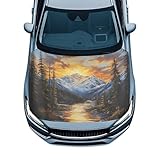Tupalatus Mountains Rivers Car Hood Cover Vehicles Decorate Accessories Waterproof Dustproof Automotive Hood Cover Protector Suitable for SUV and Trucks