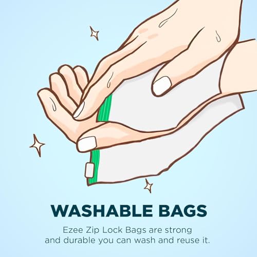 Image of Reusable Plastic Food Storage Bags Leakproof Stand Up Ziplock Freezer Bags -BPA Free Airtight Sealing Bags for Organization, Fridge Washable Storage Vegetables, Fruits (Green, 18 PCS)