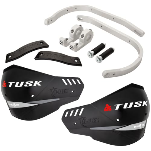 Tusk D‑Flex Pro Adventure Handguards Silver Aluminum Bar/Black Shields Universal Fit Fits 1 1/8″ Handlebars Compatible with Husqvarna 501/701/901 Honda CRF300L/Rally 2021-2024
