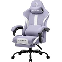 GTPLAYER Gaming Stuhl Bürostuhl Ergonomisch Gaming Sessel mit Kopfstütze und Cloud-Lendenkissen, Gepolstert Gaming Chair mit Fußstütze, Drehsessel,150kg Kapazität, Lila