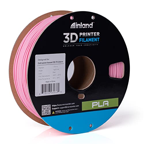 Inland Pla 3D Printer Filament 1.75Mm - Dimensional Accuracy +/- 0.03Mm - 1Kg Cardboard Spool (2.2 Lbs) – Fits Most Fdm/Fff Printers – Odor Free, Clog Free Filaments - Pink #TOP2
