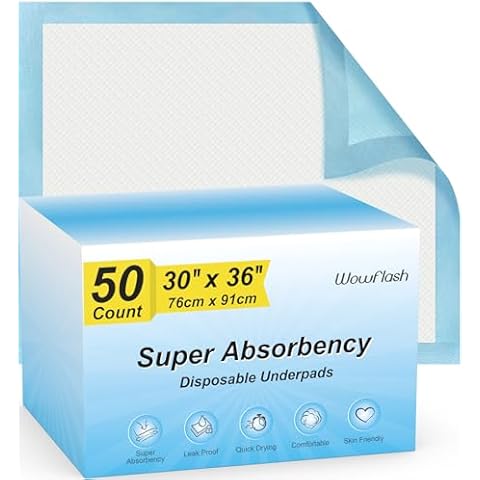 Wowflash 50 Count Super Absorbent Underpads Cover