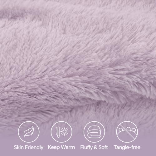 Image of BEDELITE Lavender Fluffy Comforter Set Queen, Fuzzy Faux Fur Comforter
